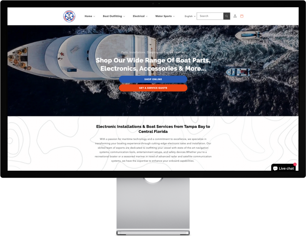 Our Work website desktop essential marine services White Fox Studios