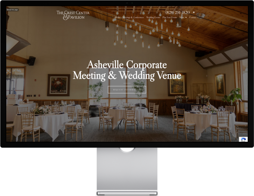 Our Work website desktop the crest center and pavilion White Fox Studios