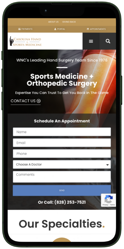 Our Work website mobile carolina hand and sports medicine White Fox Studios