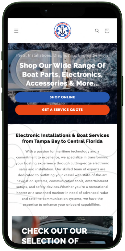 Our Work website mobile essential marine services White Fox Studios