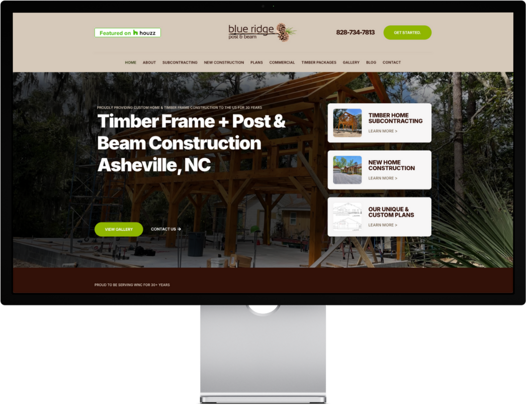 Web Design Web Design website desktop blue ridge post and beam White Fox Studios