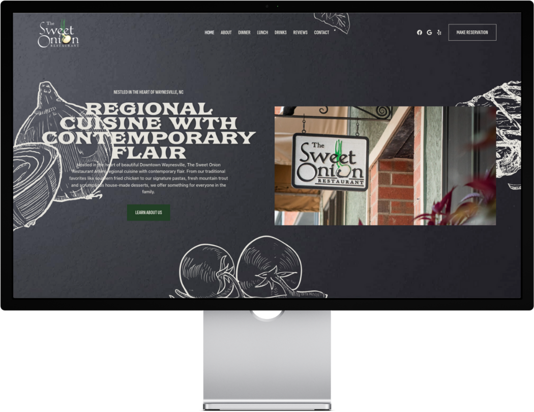 Web Design Web Design website desktop the sweet onion restaurant White Fox Studios