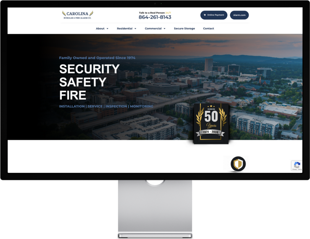 Our Work website desktop carolina burglar and fire alarm White Fox Studios