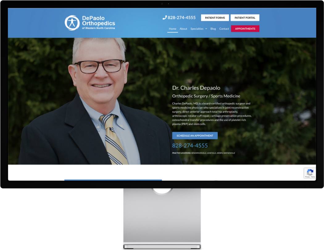 Our Work website desktop depaolo orthopedics White Fox Studios