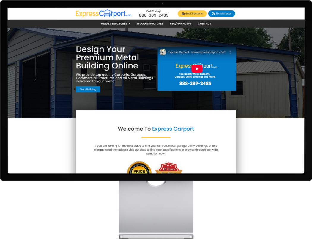 Our Work website desktop express carport White Fox Studios