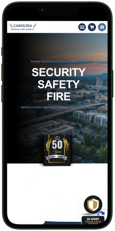 Our Work website mobile carolina burglar and fire alarm White Fox Studios