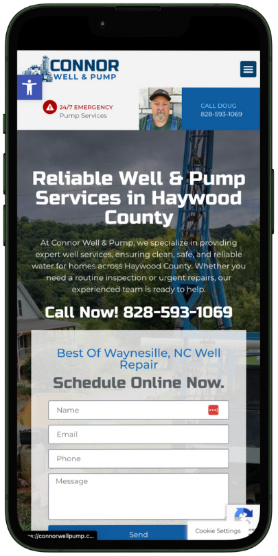 Our Work website mobile connor well and pump White Fox Studios