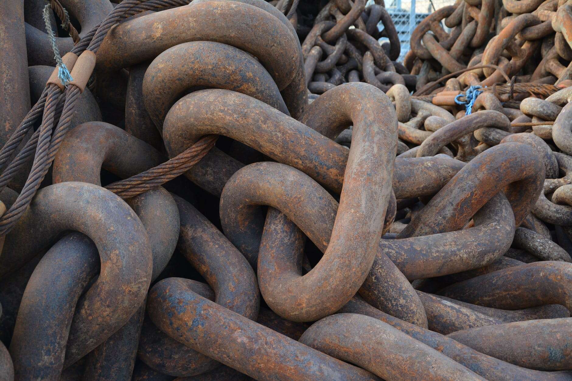 close up of rusty chains